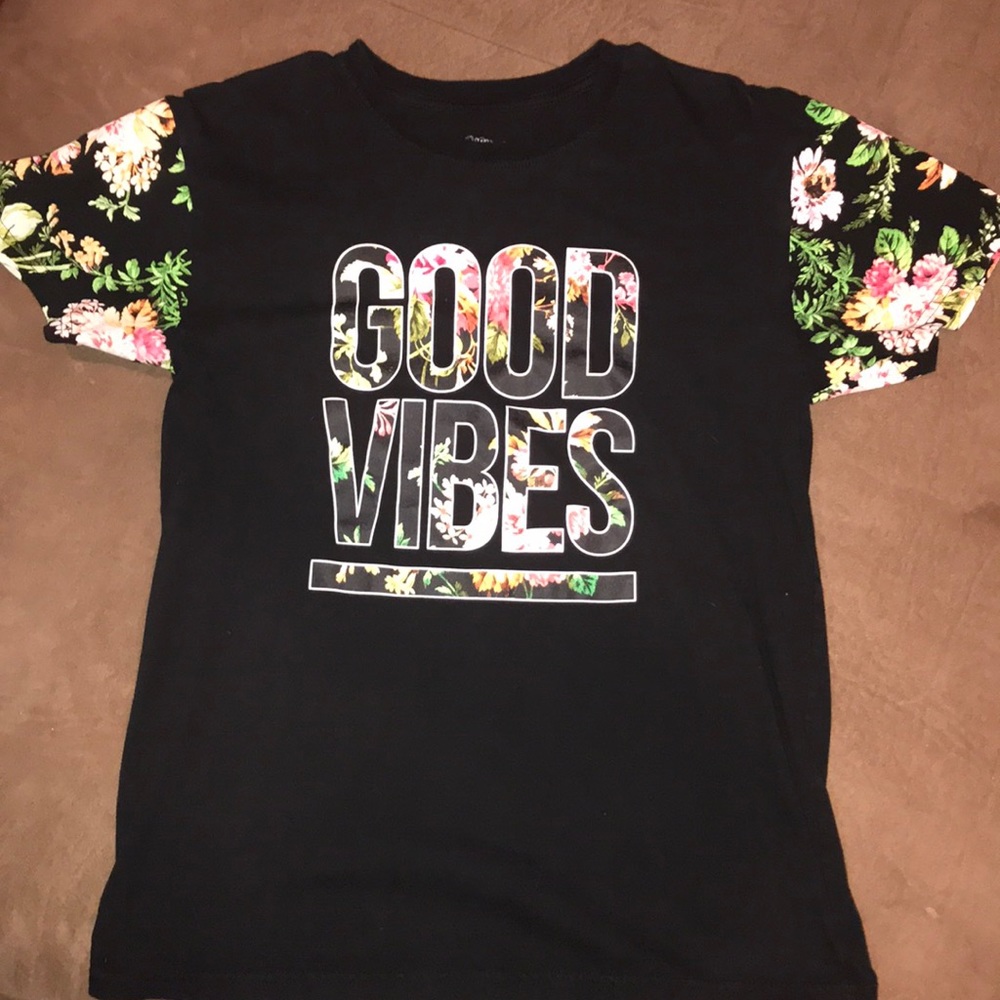 2 MONKEYS "Good Vibes" floral graphic T-shirt